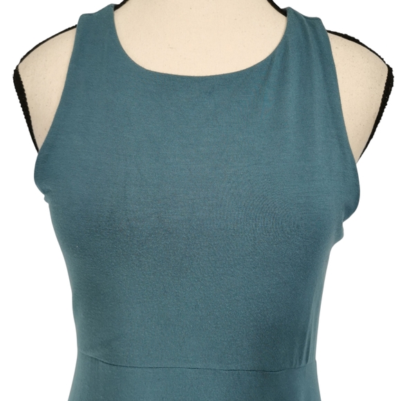Athleta Santorini Thera High Neckline Sleeveless Fit/Flare Surf Teal Dress -Sz S - Picture 3 of 10